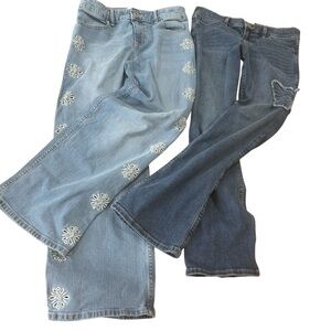 Abercrombie Kids bundle Girls Wide Leg Jeans 13/14 Short Embroidered +low rise